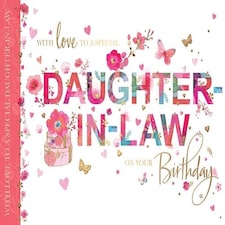Words 'n' Wishes Traditional Daughter in Law Birthday Card, Birthday Cards for Daughter in Law, Multi-Coloured 22 x 15.8 cms