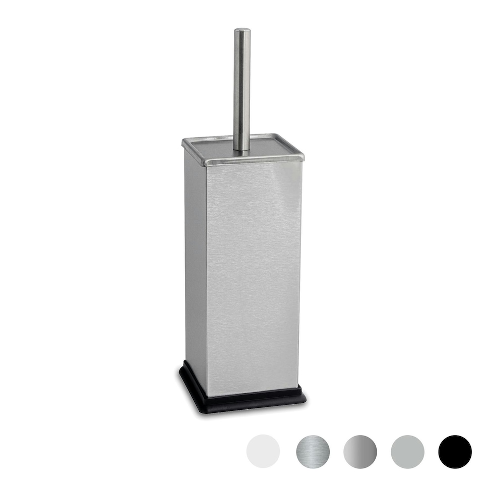 image 1 of Harbour Housewares Square Toilet Brush - Brushed Metal Grey