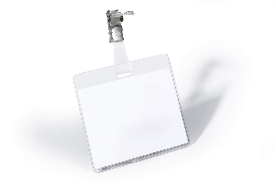 image 1 of Durable Clip Name Tag ID Badge Card Holders + Inserts | 25 Pack | 60 x 90mm