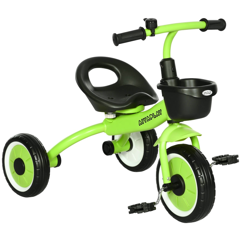 image 1 of AIYAPLAY Baby Trike, Toddler Tricycle with Adjustable Seat, Basket, Bell, Kids Tricycle for 2-5 Years Old, Green