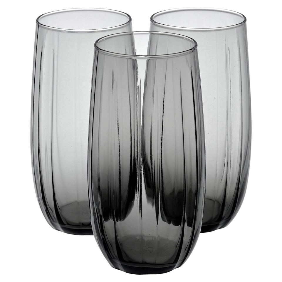 image 1 of Linka Coloured Glasses Sets Glassware Cup Tall Short Cocktail Tumblers | Multi | Dark Grey 500ml