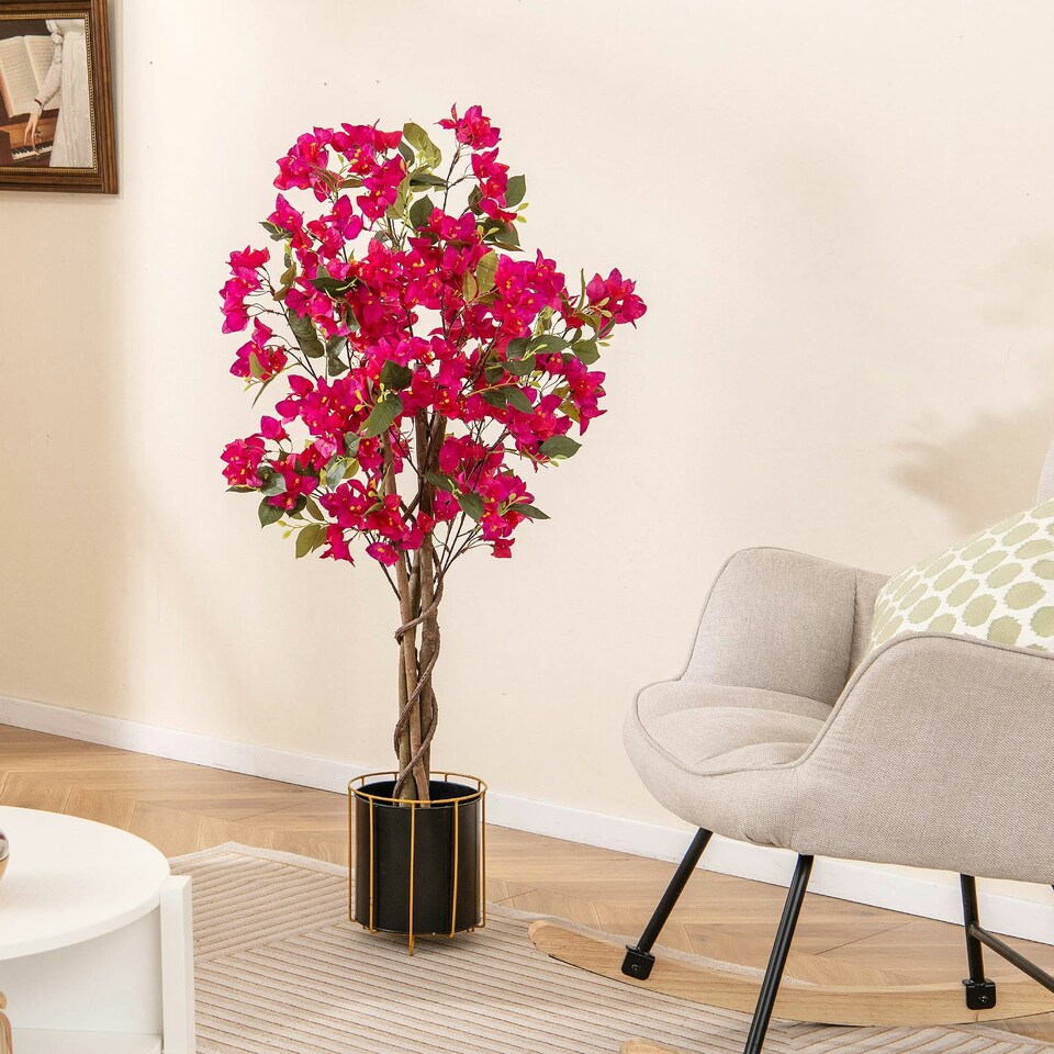 image 1 of COSTWAY 120cm Artificial Bougainvillea Tree Plant Rose Red | One Size