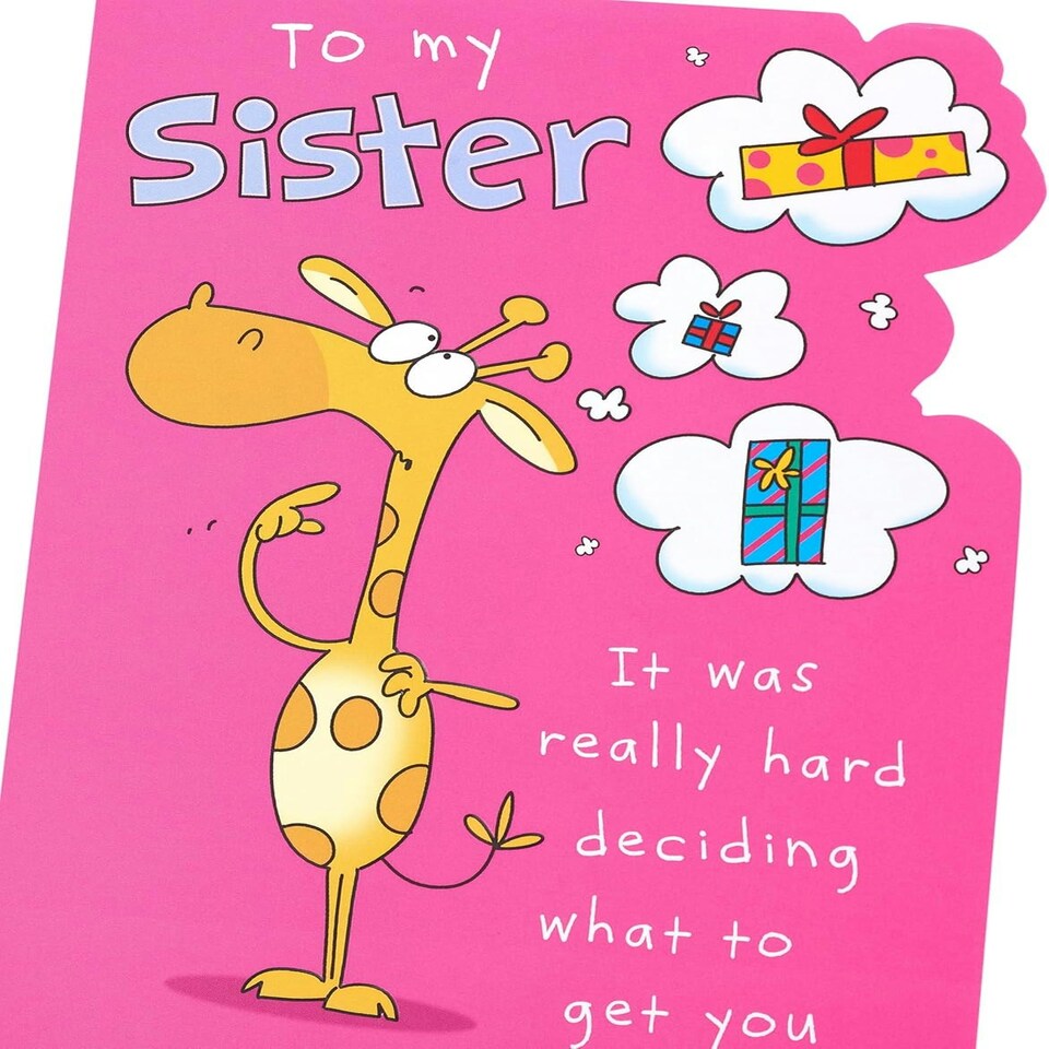 image 1 of Funny Cartoon Giraffe Design Sister Birthday Card