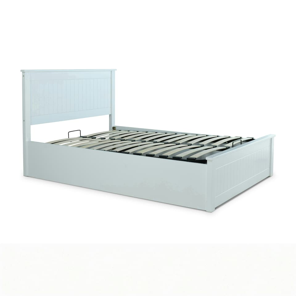image 1 of Dawson White Wooden Ottoman Bed And Neptune Spring Mattress Double | Multi