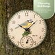 image 4 of Marco Paul 30cm Blue Bird Design Garden Clock and Thermometer Blue
