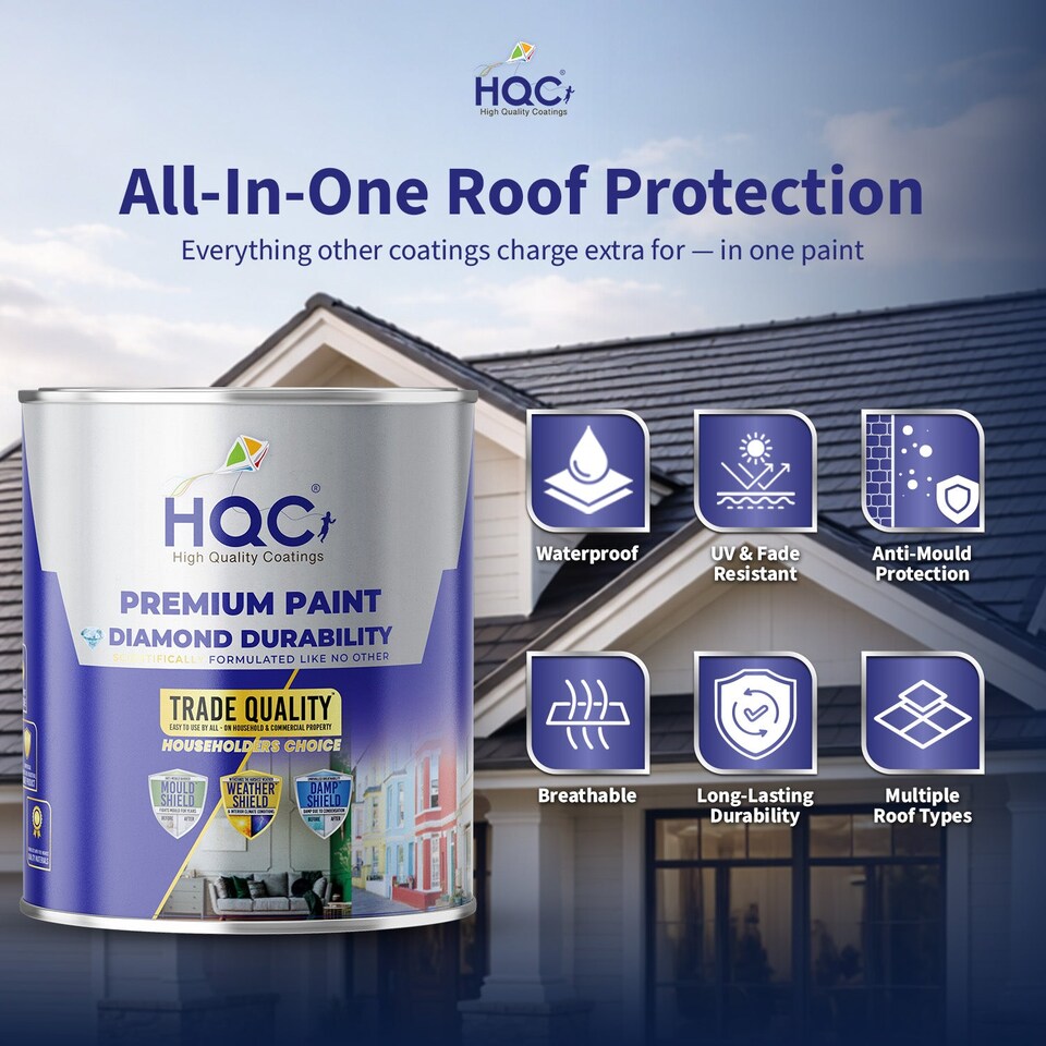 image 1 of HQC Roof Paint - Weatherproof & Durable Roof Protection - Black - 5L
