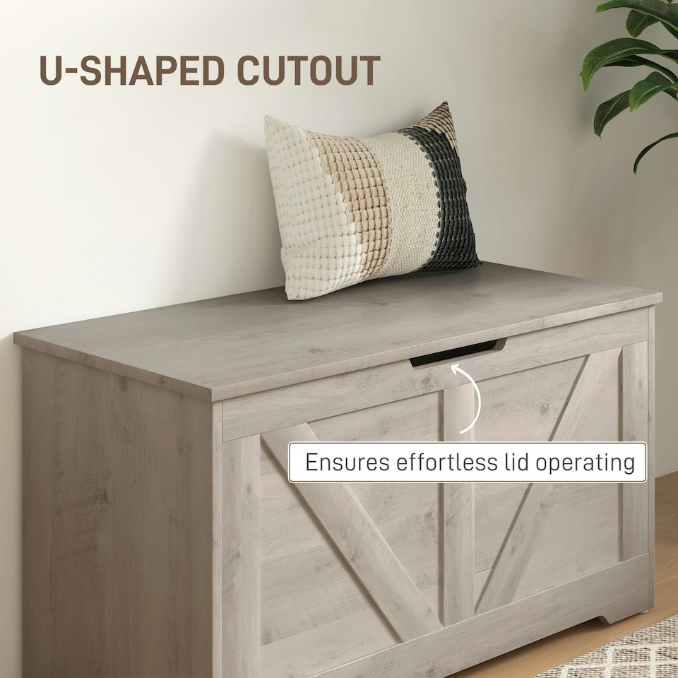 image 1 of HOMCOM Storage Trunk for Living Room, with Safety Hinges, 80cm, Grey