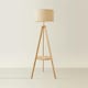 image 3 of ValueLights Morrigan Natural Shade Wood Tripod Floor Lamp Cream