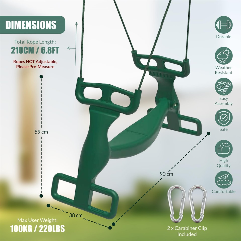 image 1 of The Magic Toy Shop Two Kids Tandem Swing Seat Outdoor Playground Equipment