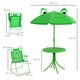 image 5 of Outsunny Foldable Patio Kids Metal Picnic Table w Frog Umbrella Green 4-piece