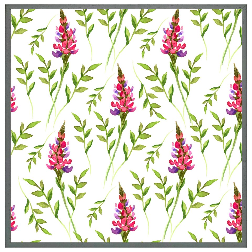 image 1 of Pink & green leaves (Picture Frame) Brown | Oak | XL