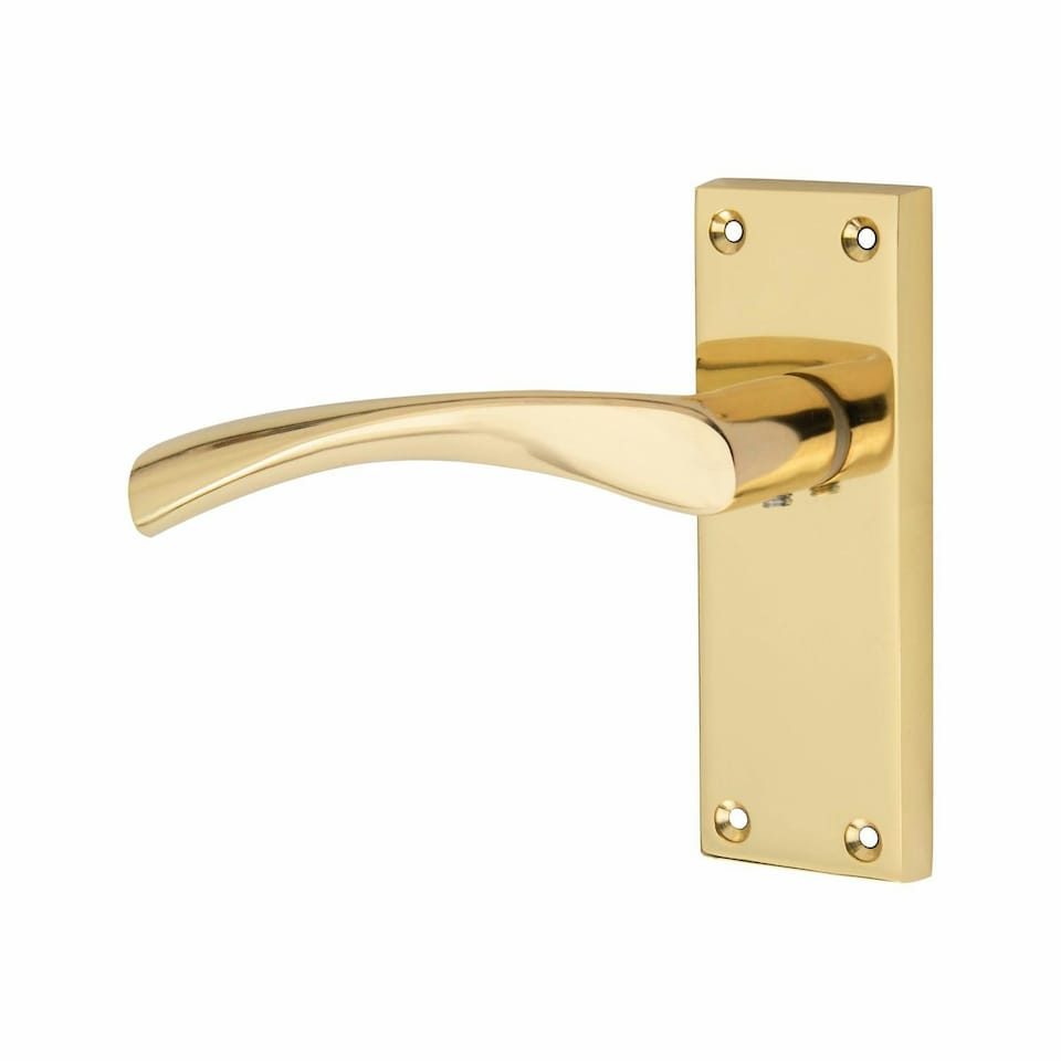 image 1 of Golden Grace 1 Pairs Victorian Scroll Astrid Handle Latch Door Handles in Gold Polished Brass with 120mm x 40mm Backplate Gold