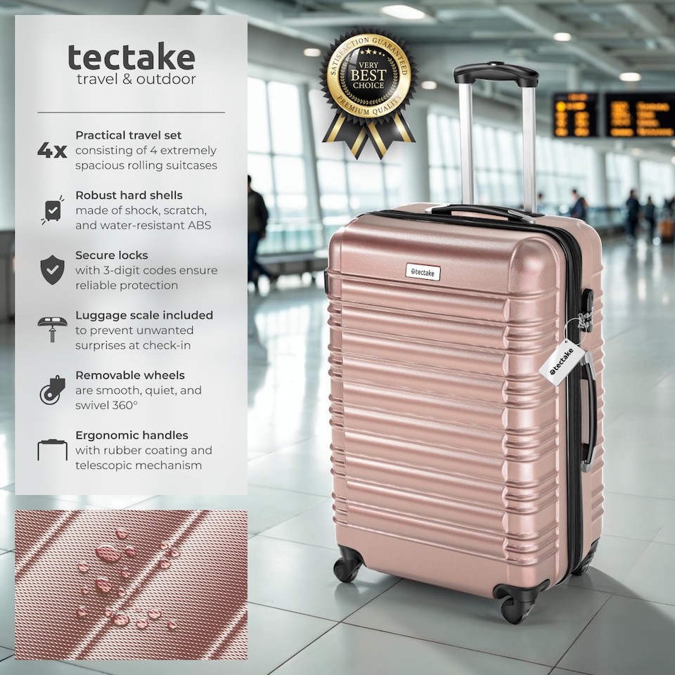 image 1 of Suitcase Set Mila - 4 hard-shell suitcases, including luggage scales and tags | Gold | rose gold | 1