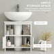 image 9 of kleankin Bathroom Pedestal Under Sink Cabinet with Storage Shelves, Door, White White | White
