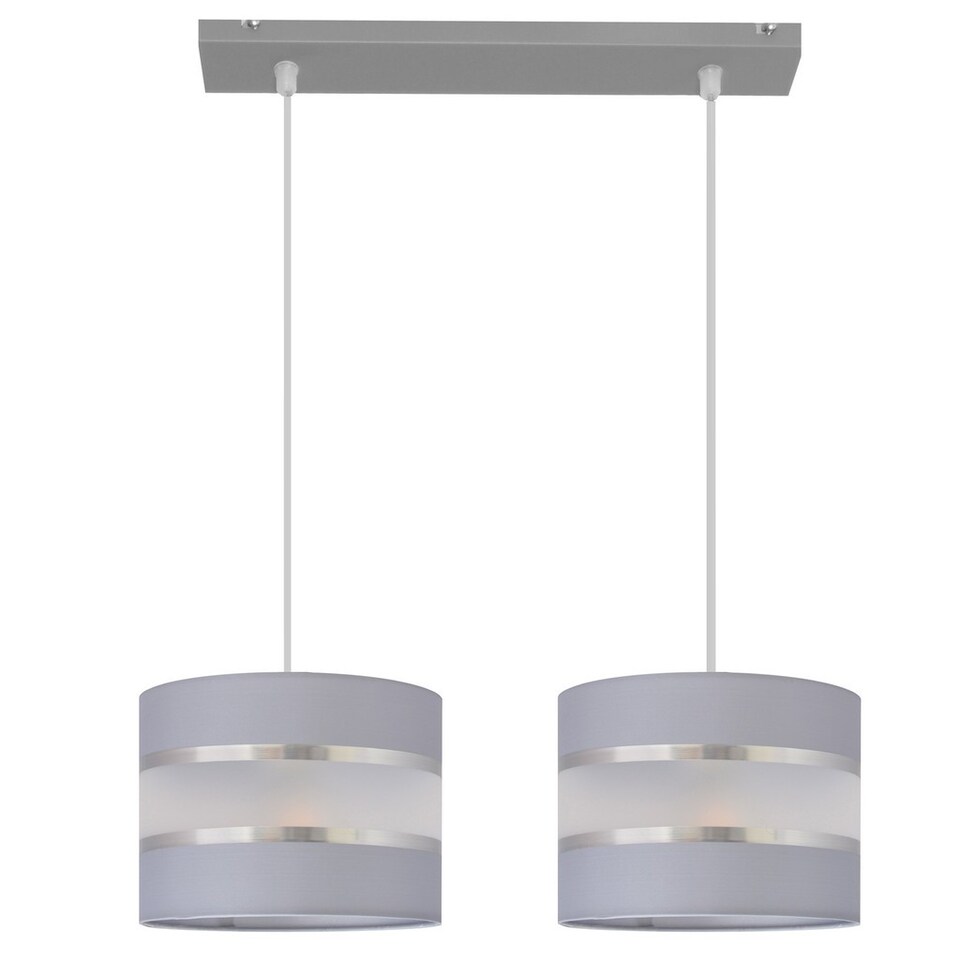 image 1 of Helen Straight Bar Pendant Ceiling Light Grey, Silver 45cm
