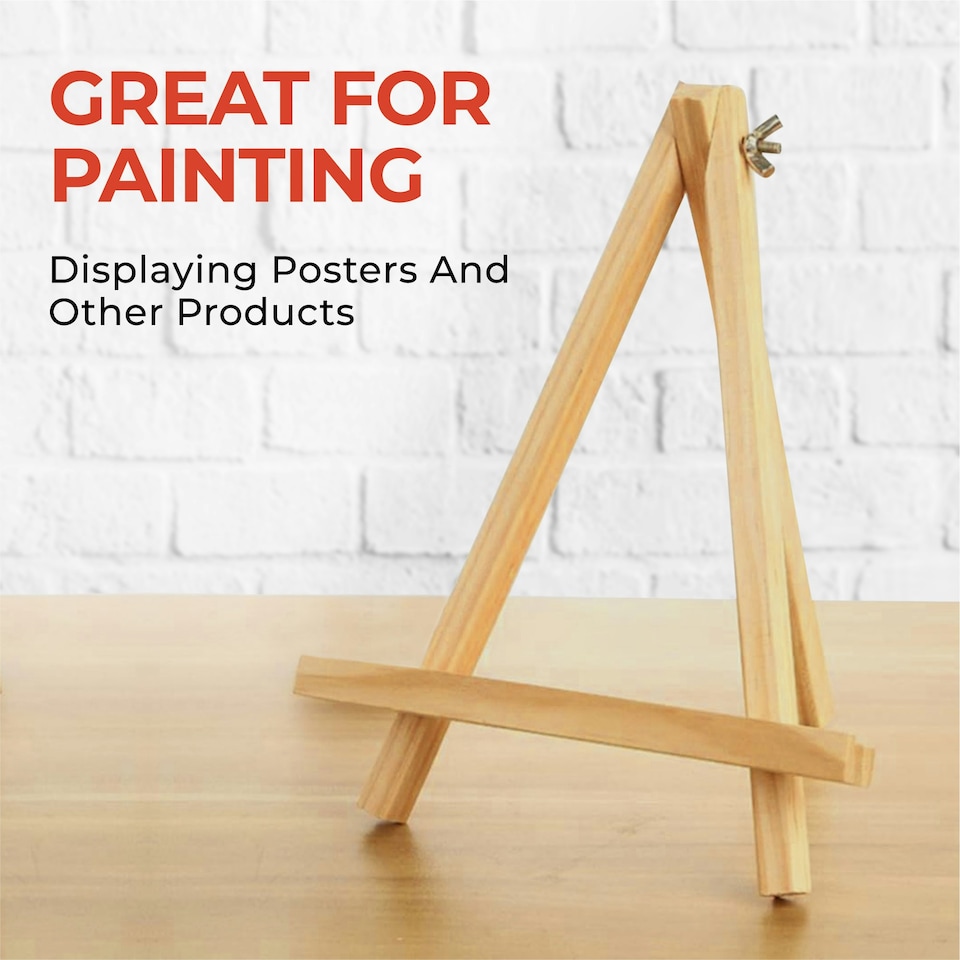 image 1 of 10 x 23cm Wooden Display Easel - Poster Canvas Art, Retail Product Wood Stand
