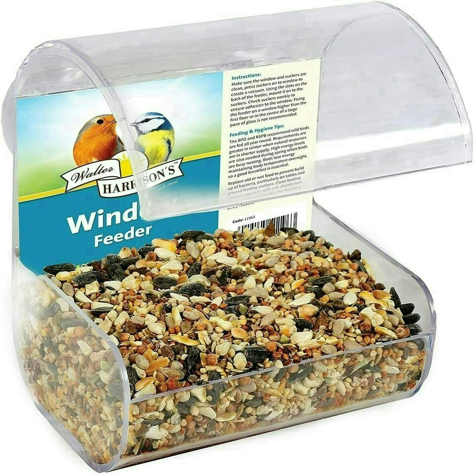 image 1 of Walter Harrisons Wild Bird Window Feeding Station Lightweight Feeder 14cm