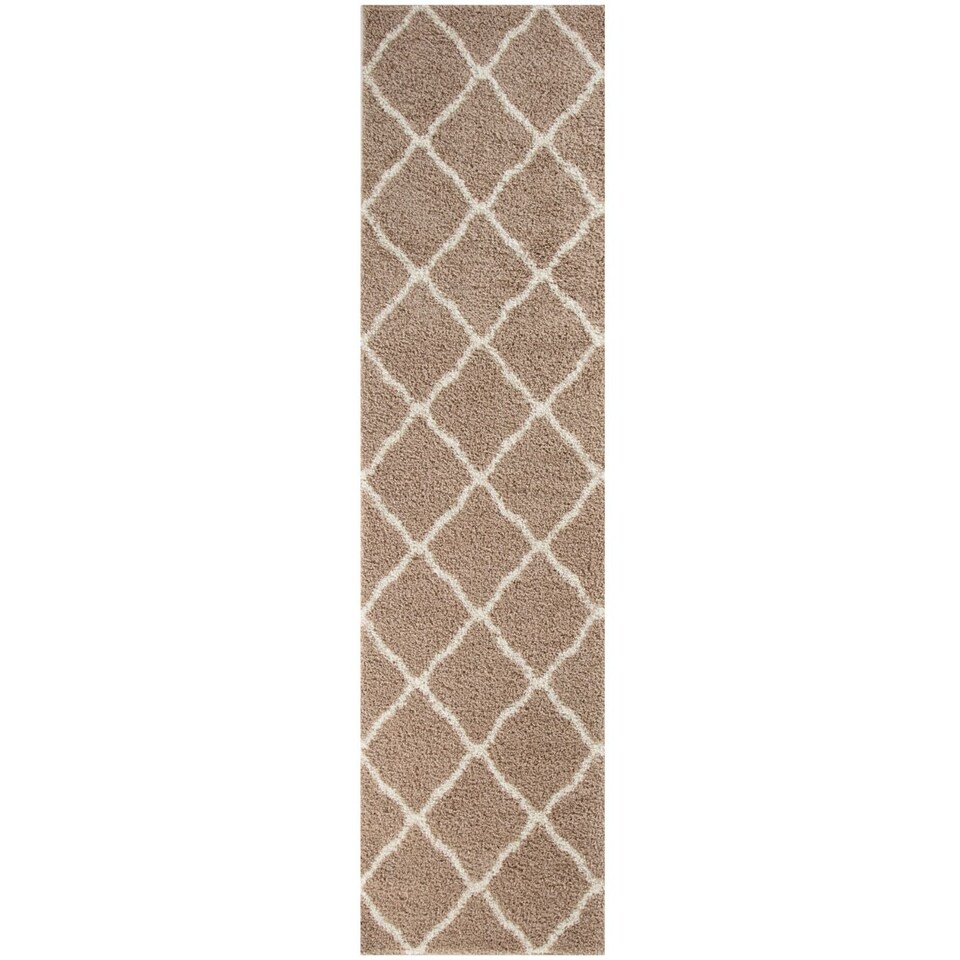 image 1 of The Rugs Moroccan Collection Soft High Pile Shaggy Lattice Floor Rugs and Runners Living Room