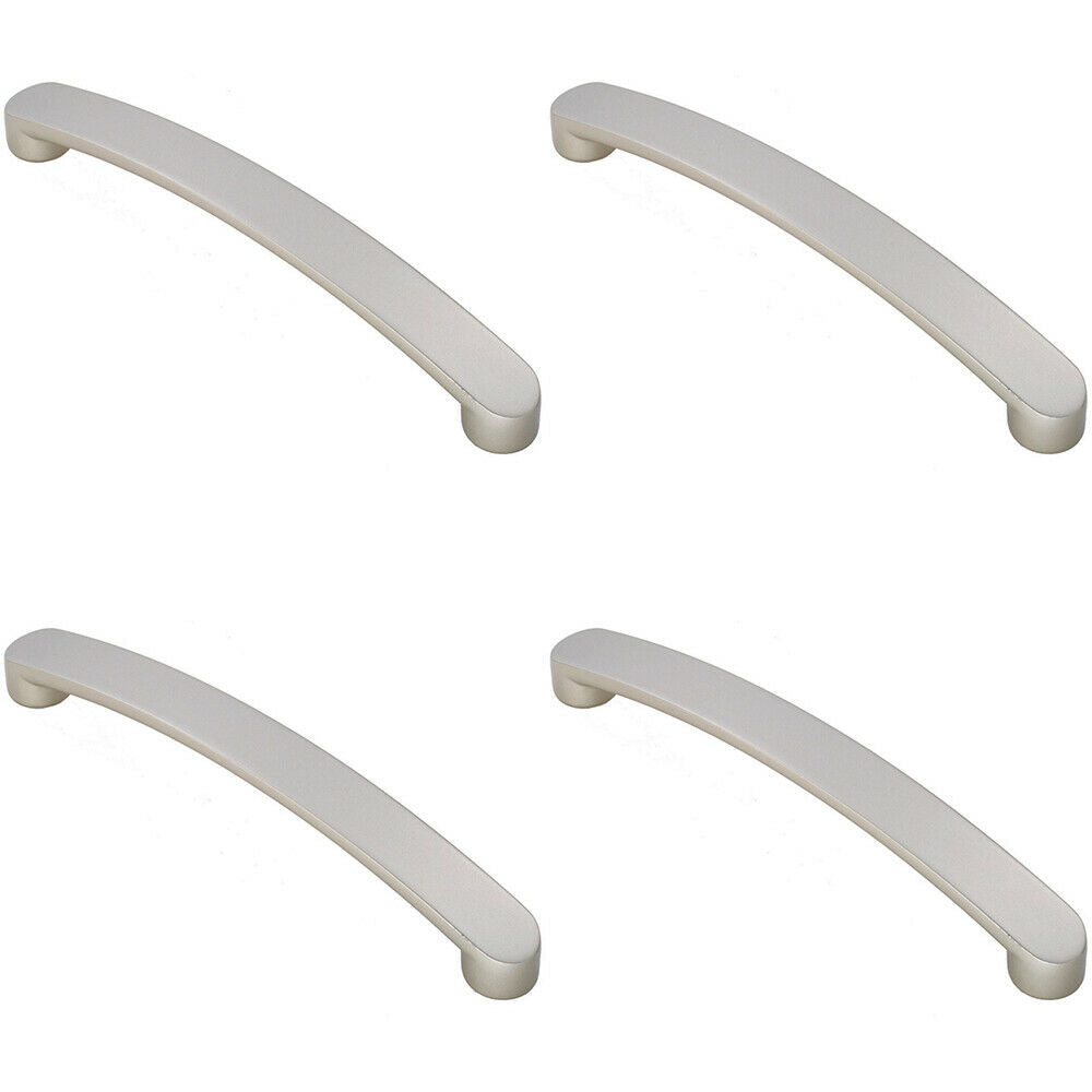 Loops 4x Flat Fronted Bow Pull Handle 179 x 19mm 160mm Fixing Centres Satin Nickel in Metallics