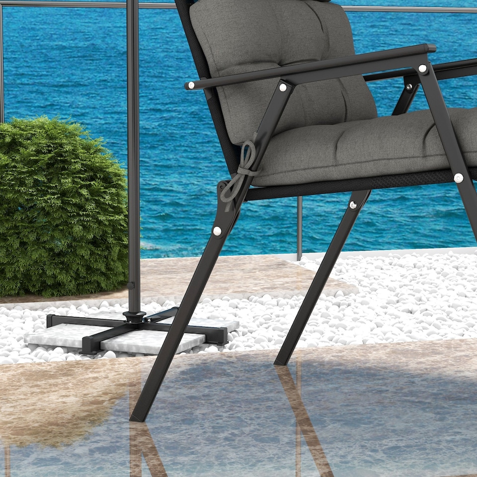 image 1 of Outsunny 2pc Outdoor Seat Cushion with Backrest, Ties, for Garden, Grey
