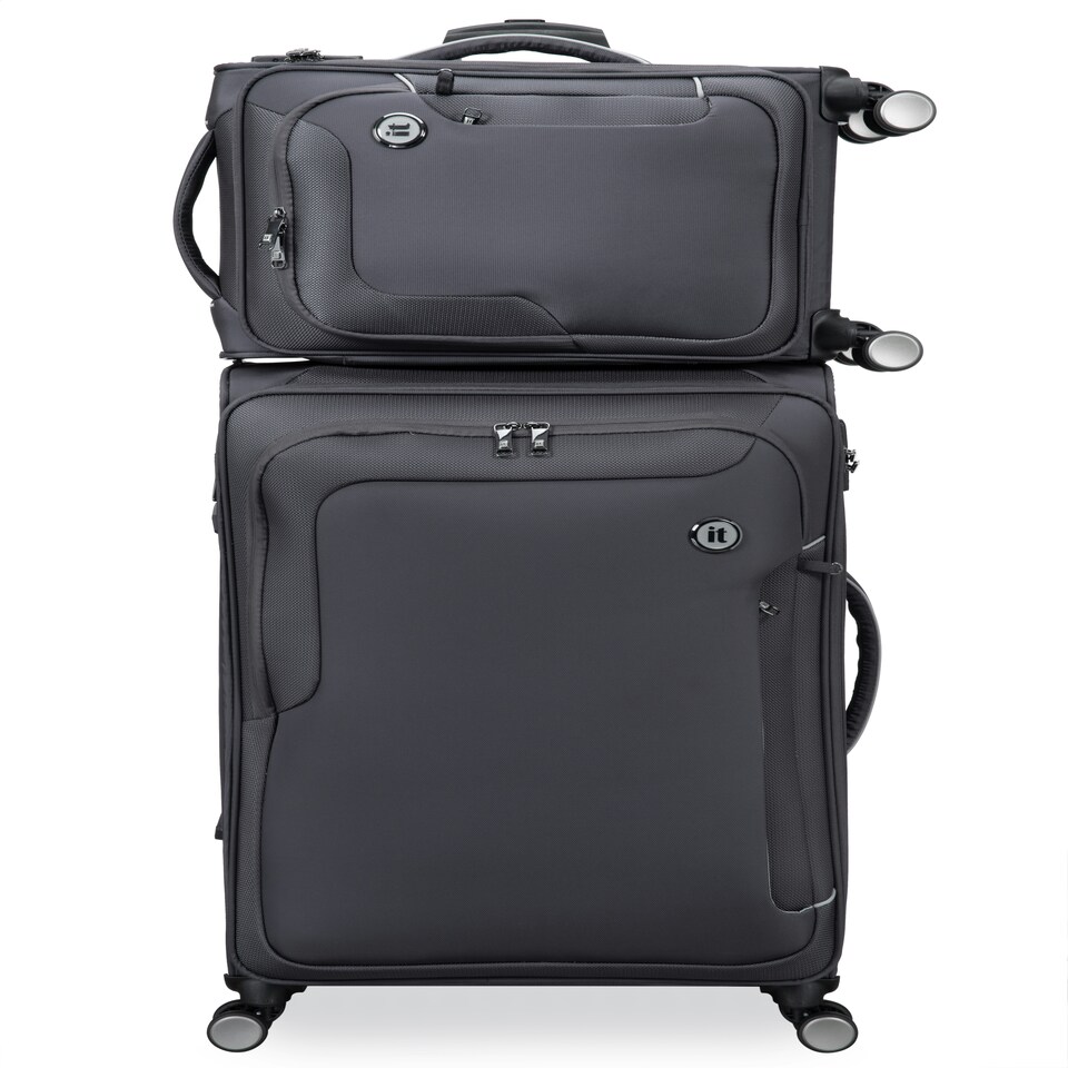 image 1 of IT Luggage Teleported Warm Charcoal Expandable Cabin Suitcase with TSA Lock Grey | Cabin Bag
