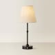 image 4 of ValueLights Lowe Black Rechargeable Table Lamp Linen Shade