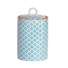 Nicola Spring Hand-Printed Kitchen Canister - 1 Litre - Blue | Multi | Multi