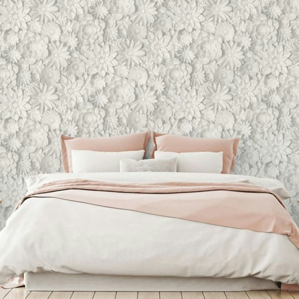 image 1 of Fine Decor Dimensions Floral Wallpaper - White - 32.8ft x 21in White