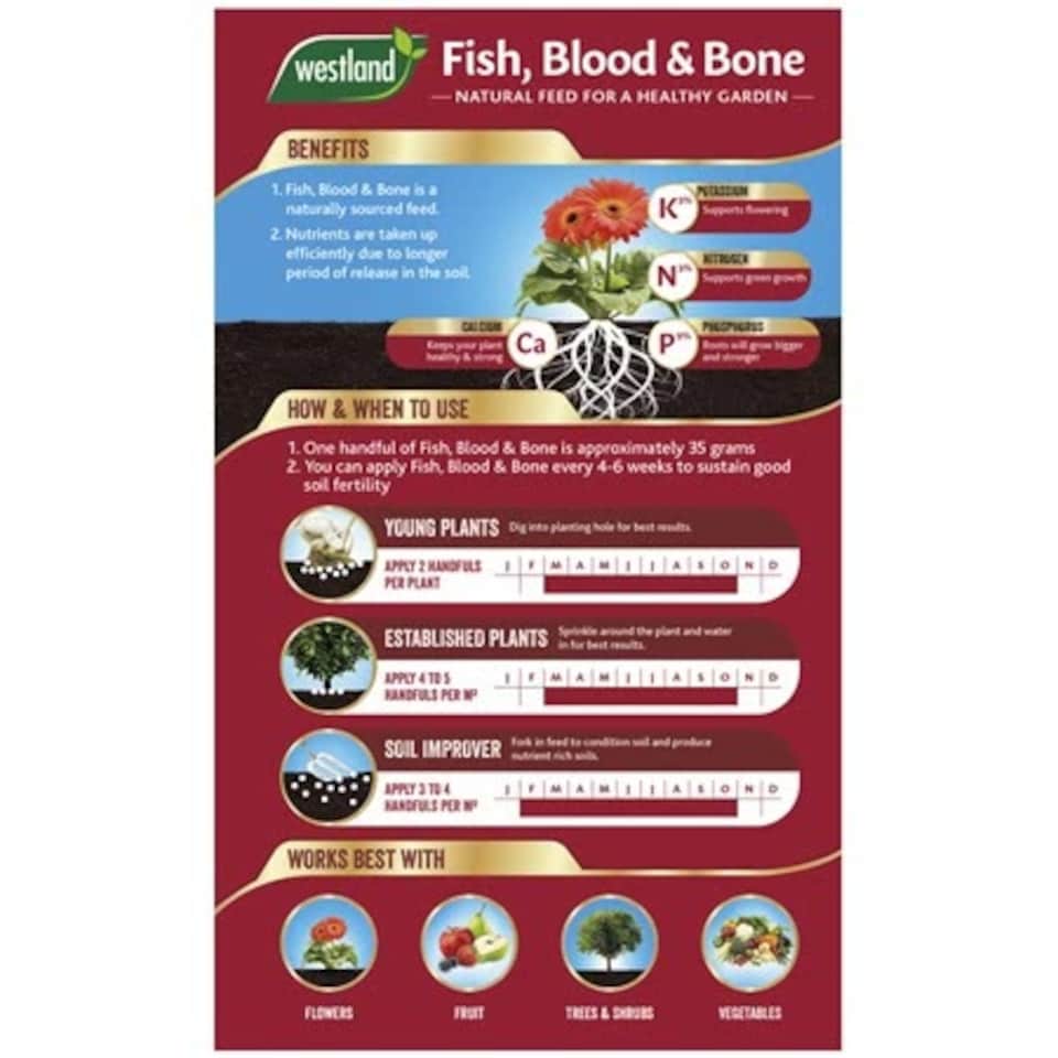 image 1 of Westland Fish, Blood & Bone Natural Plant Food Fertiliser NPK 3-9-3 8kg bucket
