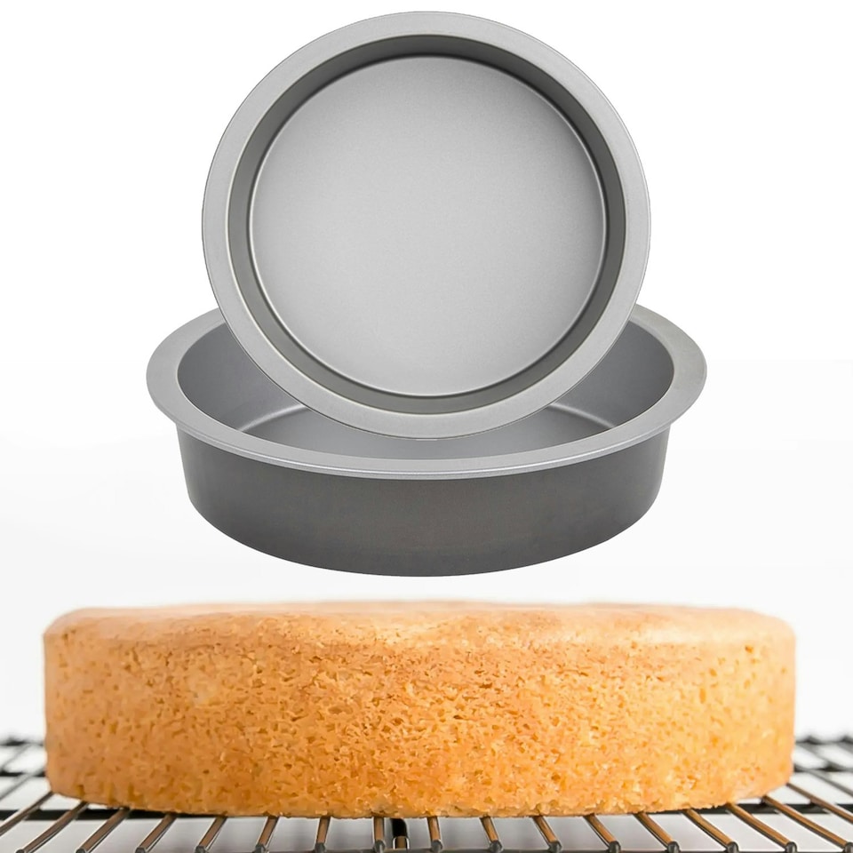 image 1 of 1 x Deep Baking Pan 23cm Sandwich Tin with Loose Base Freezer & Dishwasher Safe Grey