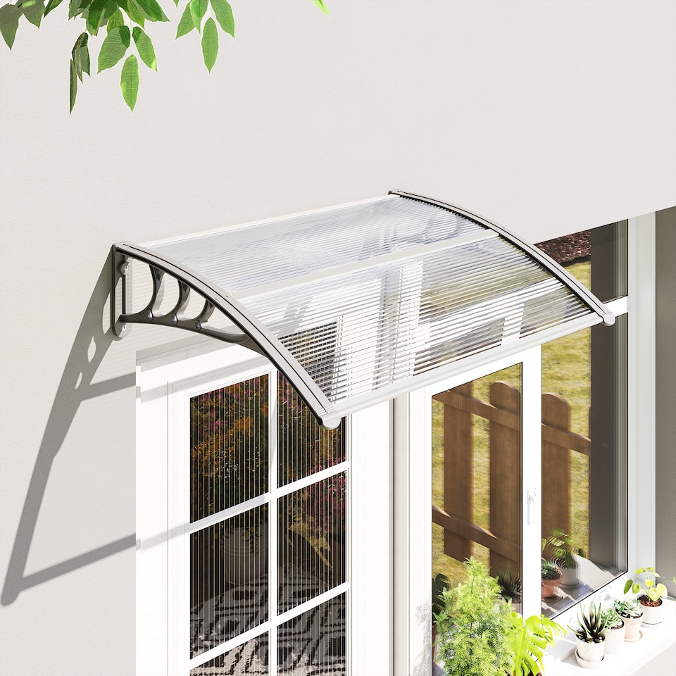 image 1 of Outsunny Door Canopy Awning Outdoor Window Rain Shelter for Door 100 x 75cm | Clear | Clear | 1