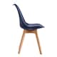 image 4 of Set of 6 Dining Chairs with Solid Wooden Legs and Seat Cushion Pads in Blue - Eva by MCC