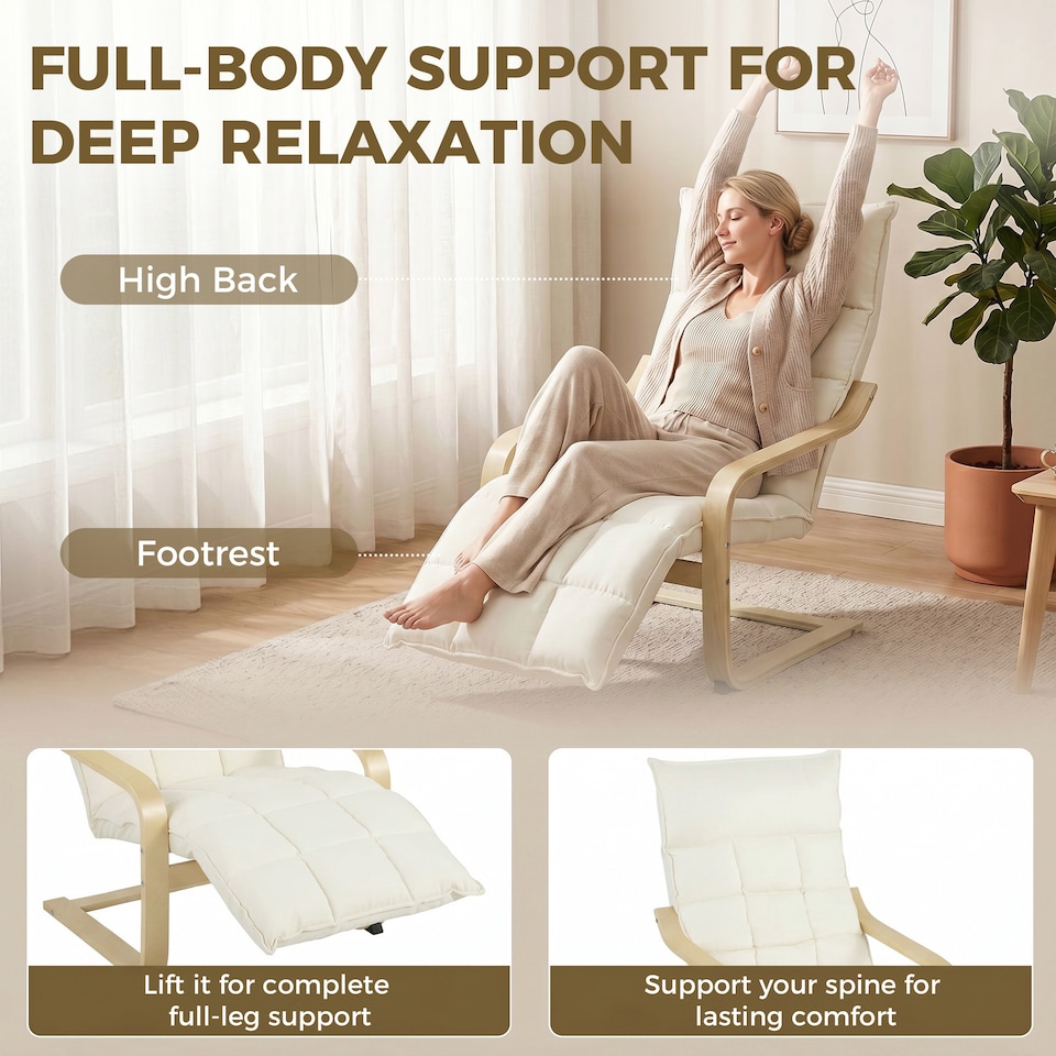 image 1 of HOMCOM Accent Chair, Leisure Lounge Chair Armchair with Footrest