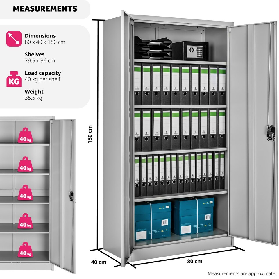 image 1 of Filing Cabinet Blain - 5 height-adjustable shelves, lockable doors Grey