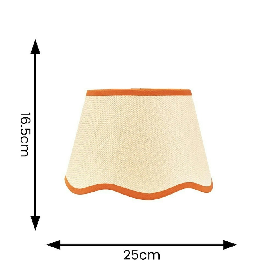 image 1 of ValueLights Dutton Natural Fabric Rust Trim Scallop Edge Ceiling Floor Table Small Lamp Shade