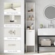 image 6 of HOMCOM Tall Bathroom Cabinet, Slim Bathroom Storage Cabinet with 3 Open Shelves and Adjustable Shelf, Freestanding Storage Cupboard, 33 x 33 x 185 cm, White