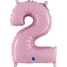 Number 2 Pastel Pink Air Fill Foil Balloon 35cm / 14 in