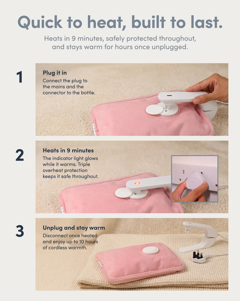 image 1 of Keplin Rechargeable Electric Hot Water Bottle Flannel Cover Auto Shut Off