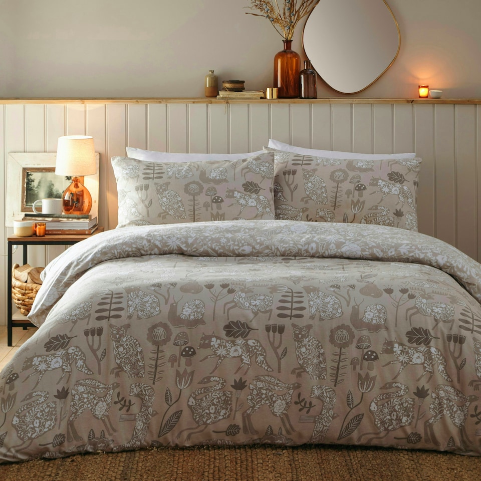 image 1 of furn. Nook 100% Brushed Cotton Double Duvet Cover Set