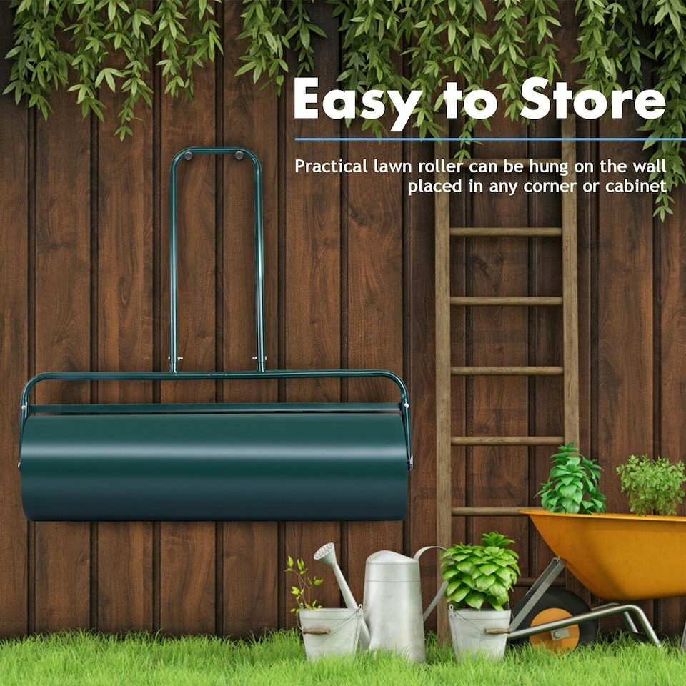 image 1 of COSTWAY 48L Steel Garden Lawn Roller Water Sand Filled
