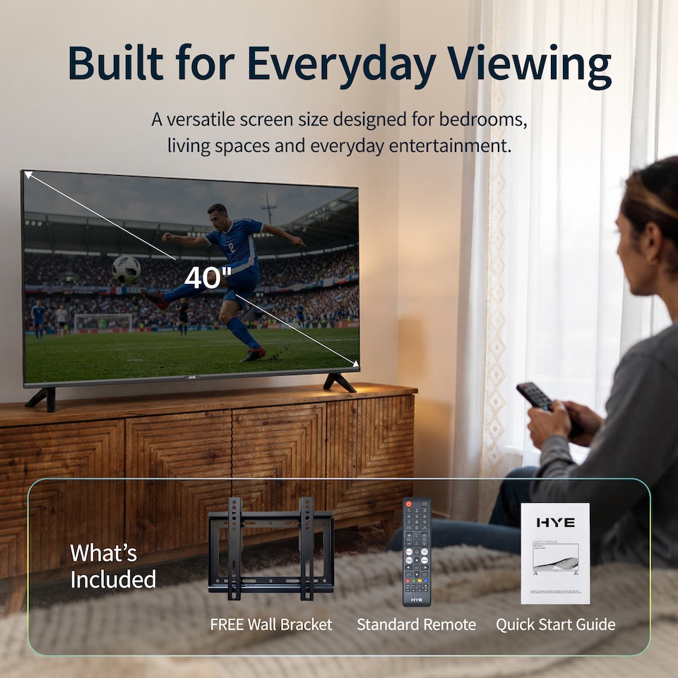 image 1 of HYE 40" Inch QLED 2K Tizen OS WiFi Frameless Smart TV - 40QLEDS1008
