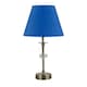 image 1 of Antique Brass Table Lamp with Facet Detail and Royal Blue Shade Bronze | Blue
