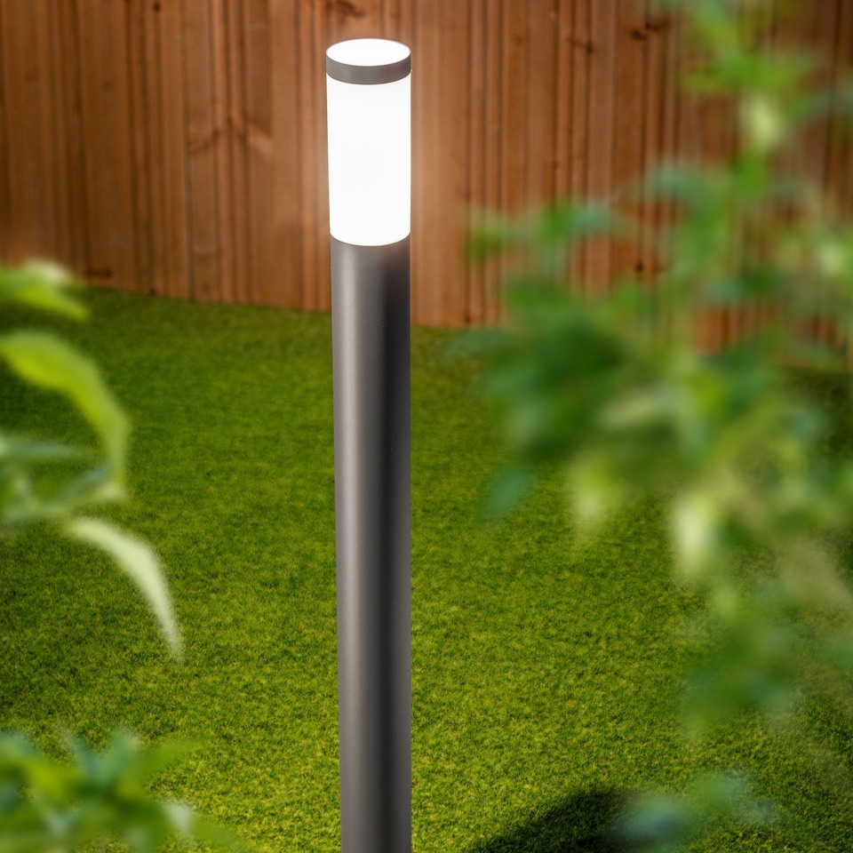 image 1 of CGC Rome 1m Anthracite Outdoor Post Light with Opal Diffuser | Multi | Grey / silver | Height: 100 cm, diameter: 13 cm