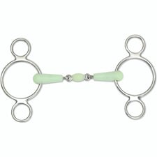 Shires Equikind Peanut Horse 2 Ring Gag Bit - Pale Green - 4.5in