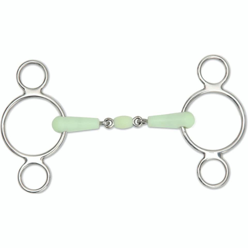Shires Equikind Peanut Horse 2 Ring Gag Bit - Pale Green - 4.5in