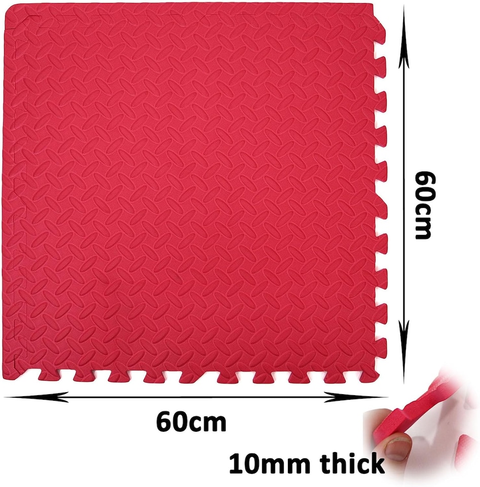image 1 of Interlocking Gym Yoga Mats Anti-Fatigue EVA Soft Foam Exercise Play Floor Tiles (Red)