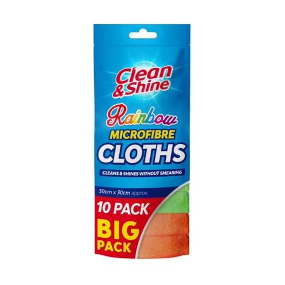 image 1 of Clean and Shine Rainbow Microfibre Cloths Pack Of 10