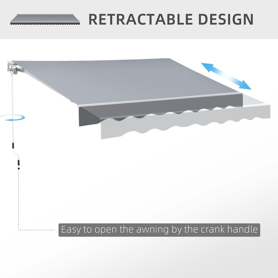 image 1 of Outsunny Garden Sun Shade Canopy Retractable Awning, 2.5 x 2m, Grey 