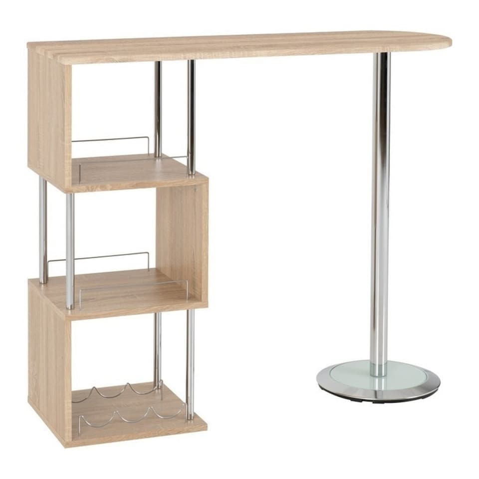 image 1 of Charisma Home Bar Table - L120 x W40 x H104.5 cm - Light Sonoma Oak Effect Veneer/Chrome Brown
