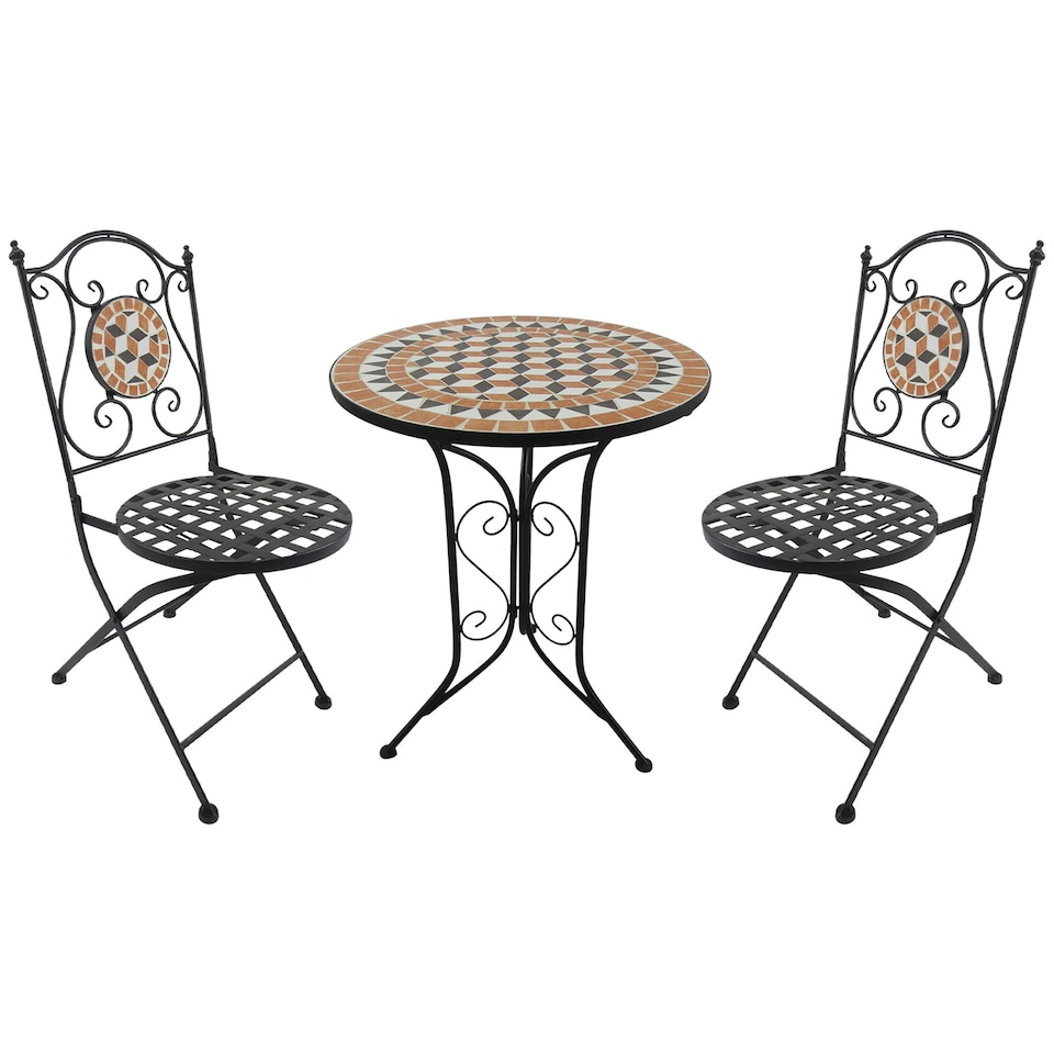 image 1 of Outsunny 3 Pcs Mosaic Bistro Table Chair Set Patio Garden Dining Furniture